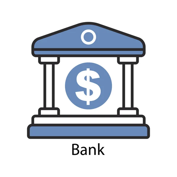Піктограма Банку Два Тони Лінії Кольоровий Дизайн Піктограму Можна Використовувати — стоковий вектор