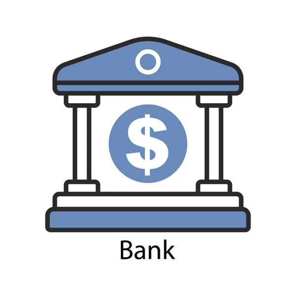 Icono Del Banco Diseño Dos Tonos Color Línea Icono Puede — Vector de stock