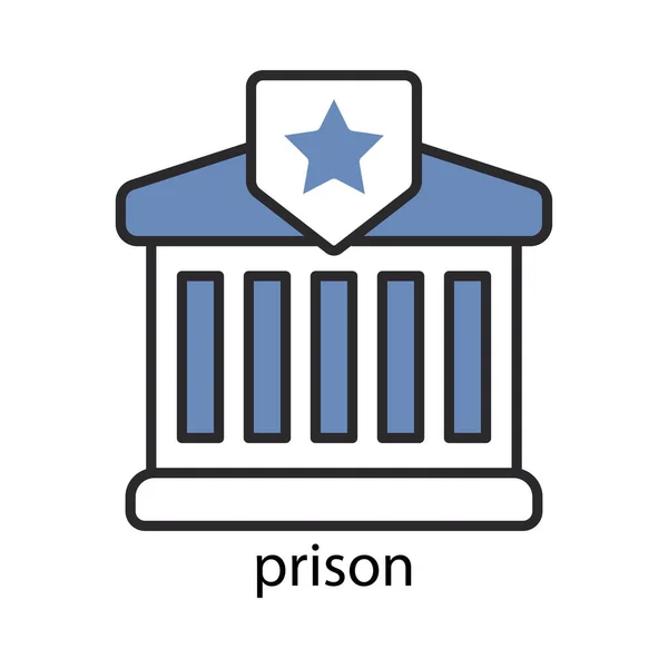 监狱图标 双色调线彩色设计 图标可用于应用程序图标 Web图标 信息图形 可编辑的中风 设计模板向量 — 图库矢量图片