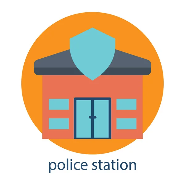 Police Station Flat Icon Icon Can Used Application Icon Web — Stock Vector