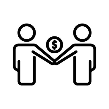 İnsanlar dolarla simge çiziyor. El sıkışalım. İş sembolü. Basit bir çizim. Düzenlenebilir felç. Şablon vektörü tasarla