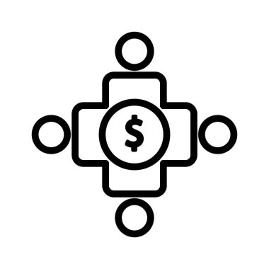 İnsanlar dolarla simge çiziyor. İş sembolü. Basit bir çizim. Düzenlenebilir felç. Şablon vektörü tasarla