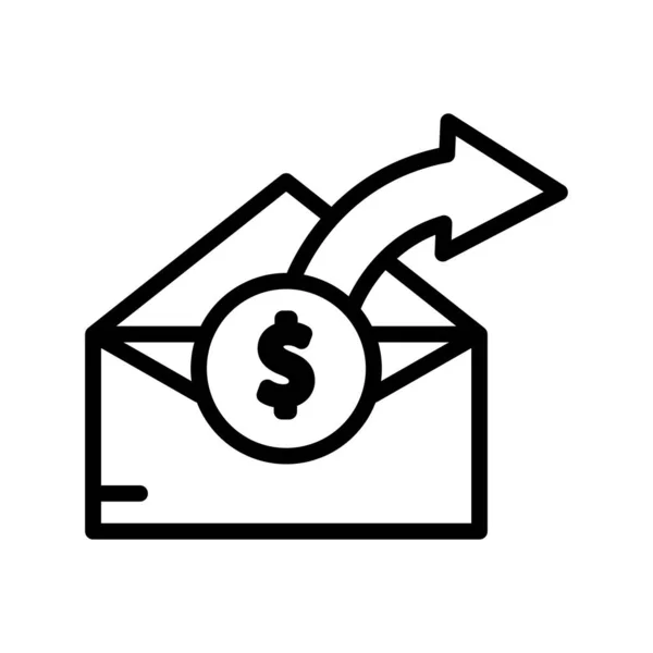 Icône Ligne Message Marketing Symbole Professionnel Dollars Enveloppes Ouvertes Illustration — Image vectorielle