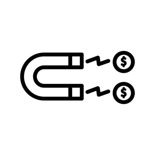 Μάρκετινγκ Προσέλκυση Εικονίδιο Γραμμή Επιχειρηματικό Σύμβολο Δολάρια Και Μαγνήτες Απλή — Διανυσματικό Αρχείο