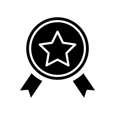 Madalya ikonu. Yıldız ikonu, şampiyon, kazanan. Basit bir çizim. Düzenlenebilir felç. Şablon vektörü tasarla