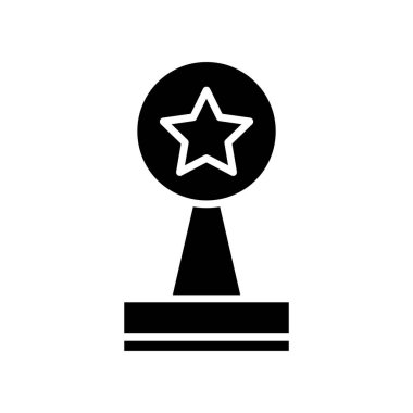 Kupa ikonu. Yıldız ikonu, şampiyon, kazanan. Basit bir çizim. Düzenlenebilir felç. Şablon vektörü tasarla