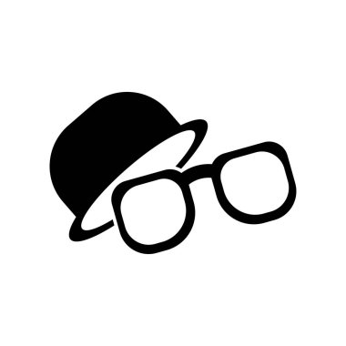 Şapka ve gözlük ikonu, Babalar Günü sembolü. Düzenlenebilir felç. Basit bir çizim. Şablon vektörü tasarla