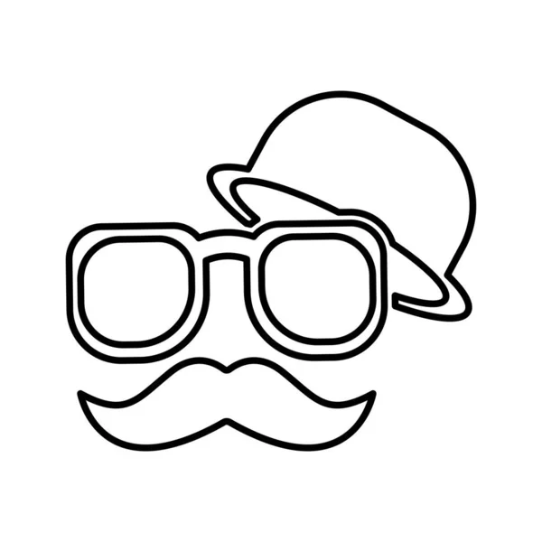 Hatt Glasögon Och Mustasch Linje Ikon Fars Dag Symbol Redigerbar — Stock vektor