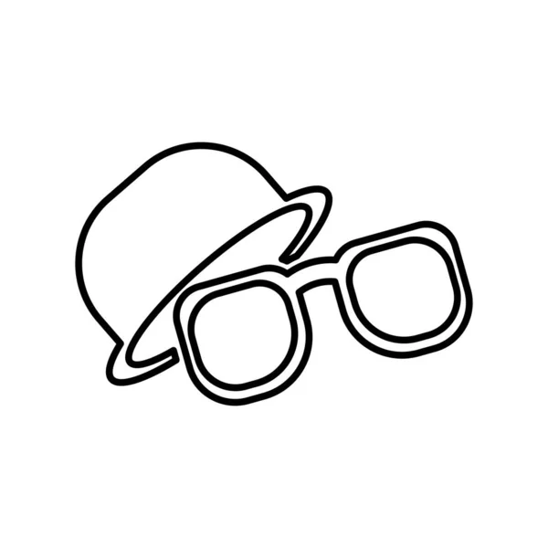 Şapka Gözlük Çizgisi Ikonu Babalar Günü Sembolü Basit Bir Çizim — Stok Vektör