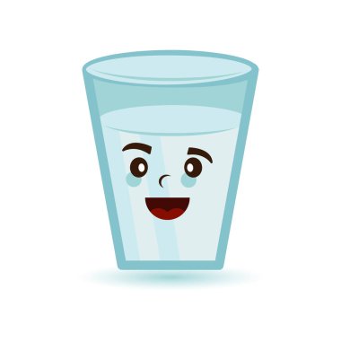 Taze süt bardağı çizgi film karakteri. Çizim düz stil. Süt ve içecek promosyonu için uygun, parmak izi tasarımı, çocuk kitabı, çocuk tişörtü vs. tasarım şablonu
