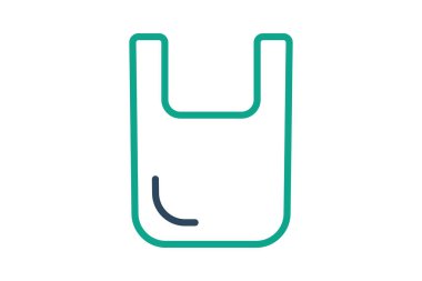 Plastik ikon. Plastik torba. çizgi simgesi tarzı. Paketleme ile ilgili simge. Geri dönüşüm elemanları vektör illüstrasyonu