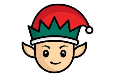 Elf ikonu. renkli simge tarzı. Noel 'le ilgili bir ikon. din elemanları vektör illüstrasyonu