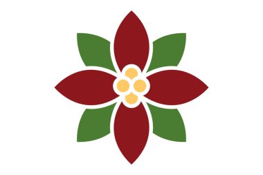 Poinsettia simgesi. Katı ikon tarzı. Noel 'le ilgili bir ikon. Noel elemanları vektör illüstrasyonuName
