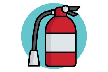 Yangın söndürme ikonu. Renkli taslak ikon stili. Yangın güvenliği ile ilgili ikon. iş güvenliği elemanları vektör illüstrasyonu