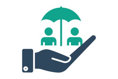 Sosyal güvenlik ikonu. Katı ikon tarzı. Sigortayla ilgili bir ikon. fayda elemanları vektör illüstrasyonu