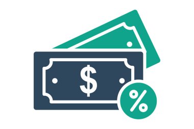 Komisyon simgesi. Katı ikon tarzı. Faydaya ilişkin simge. iş ögeleri vektör illüstrasyonu