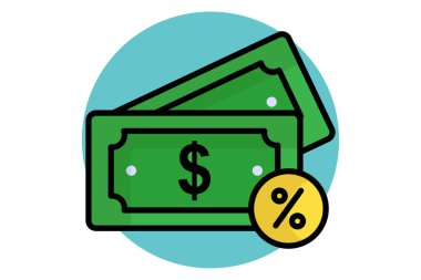 Komisyon simgesi. Renkli taslak simge biçimi. Faydaya ilişkin simge. iş ögeleri vektör illüstrasyonu