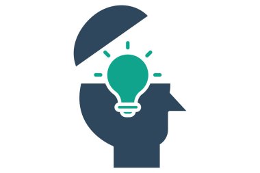 Zihin simgesi. Katı ikon tarzı. Yaratıcı fikirle ilgili bir ikon. yaratıcılık elemanları vektör illüstrasyonu