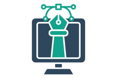 Grafik tasarım simgesi. Katı ikon tarzı. Dijital yaratıcılıkla ilgili bir ikon. yaratıcılık elemanları vektör illüstrasyonu