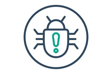 Kötü amaçlı yazılım simgesi. çizgi simgesi tarzı. Teknolojiyle ilgili bir ikon. IT destek elemanları vektör illüstrasyonu