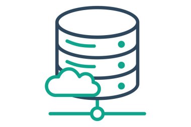 Bulut veritabanı simgesi. çizgi simgesi tarzı. Teknolojiyle ilgili bir ikon. IT destek elemanları vektör illüstrasyonu