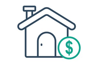 Yatırım simgesi. Satır simgesi tarzı. Gayrimenkulle ilgili ikon. Yerleşik elementler vektör illüstrasyonu