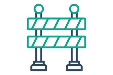 Bariyer simgesi. çizgi simgesi tarzı. Uyarıyla ilgili simge. iş güvenliği elemanları vektör illüstrasyonu