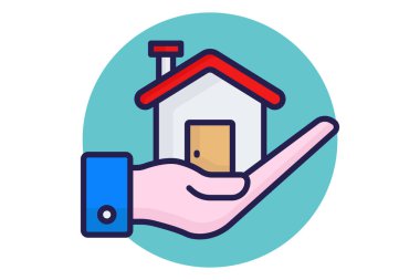 Alıcı simgesi. Renkli simge tarzı. Gayrimenkulle ilgili ikon. Yerleşik elementler vektör illüstrasyonu