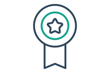 Rozet simgesi. Satır simgesi tarzı. Ödülle ilgili ikon. başarı unsurları vektör illüstrasyonu