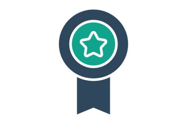 Katı bir simge. Ödülle ilgili ikon. başarı unsurları vektör illüstrasyonu