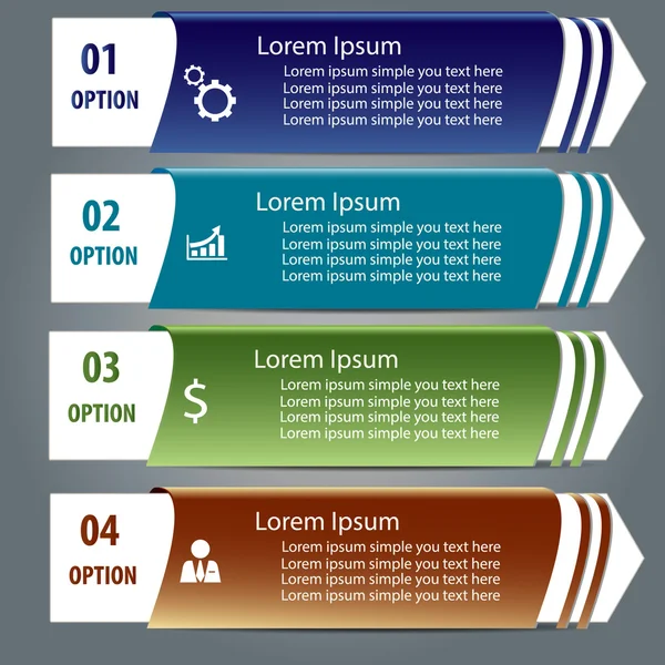 Diseño moderno flecha y etiqueta plantilla de infografía wiith icono — Vector de stock