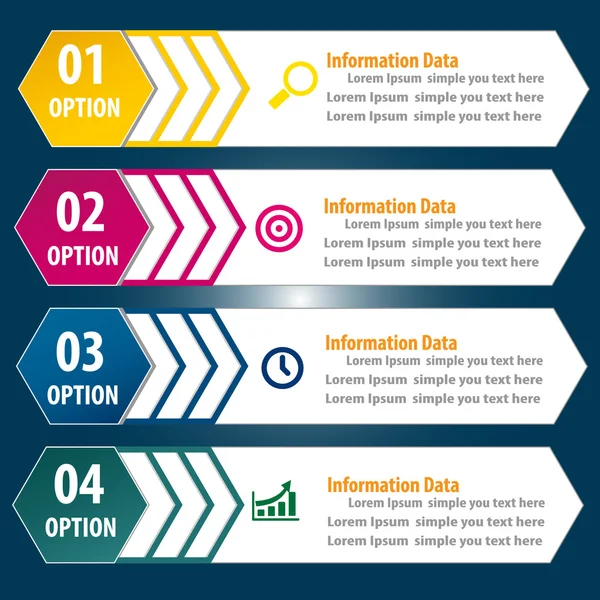 Diseño moderno flecha y etiqueta plantilla de infografía wiith icono — Vector de stock