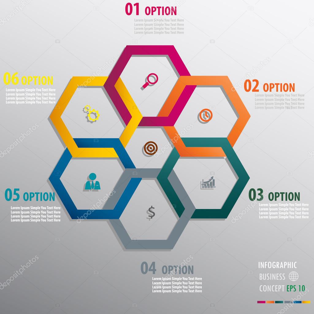 Infographic hexagon data diagram with icon
