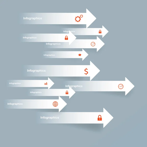 矢印 background.infograohics デザイン要素のラベルをカット紙. — ストックベクタ