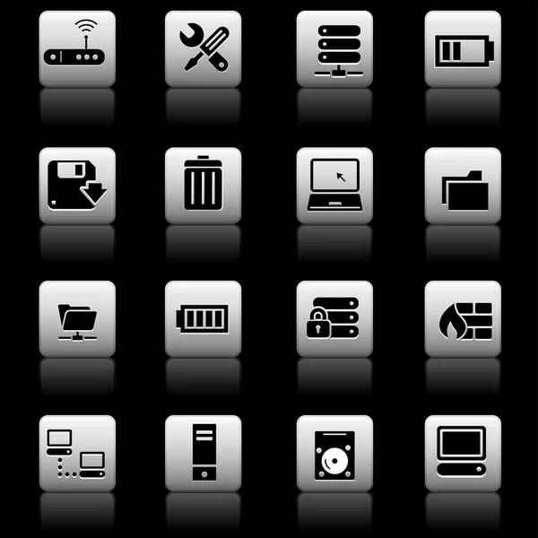 Computer netwerk iconen set. — Stockvector