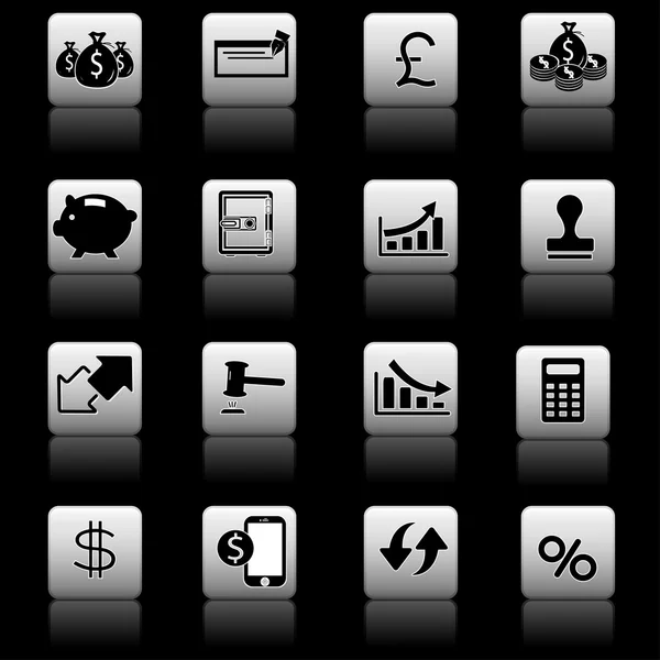 Conjunto de ícones de banco de finanças empresariais — Vetor de Stock