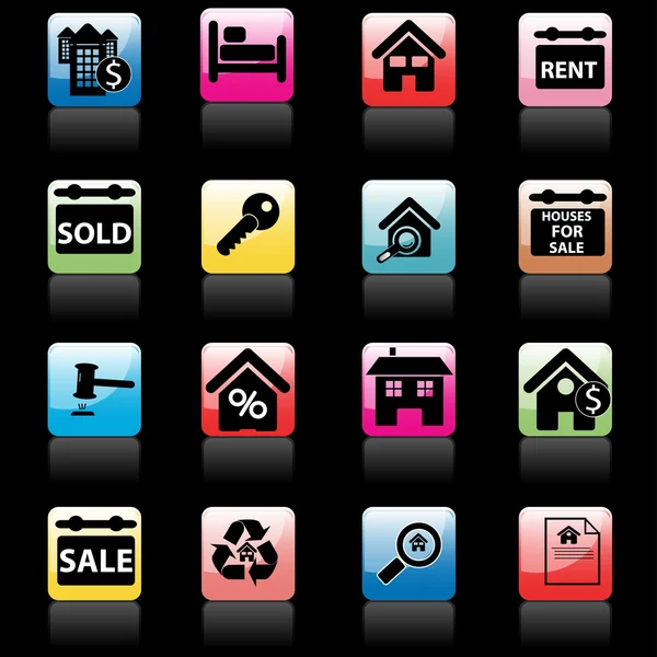 Conjunto de ícones imobiliários e de casa — Vetor de Stock