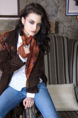 Girl came to the country house.