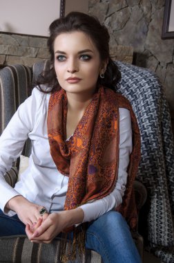 Girl came to the country house.