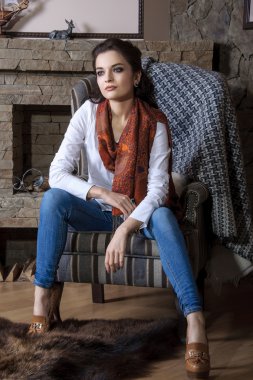 Girl came to the country house.