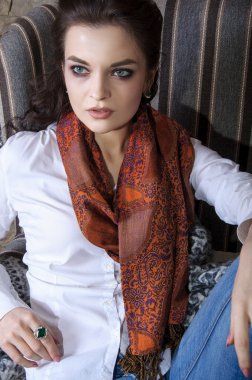 Girl came to the country house.