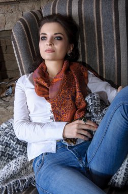 Girl came to the country house.