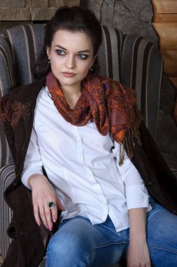 Girl came to the country house.