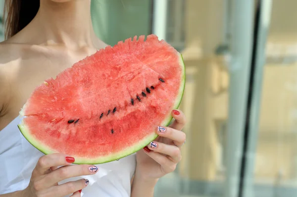 Close-up of a slice of watermelon — Stock Photo, Image