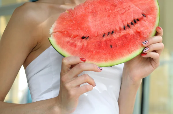 Close-up of a slice of watermelon — Stock Photo, Image