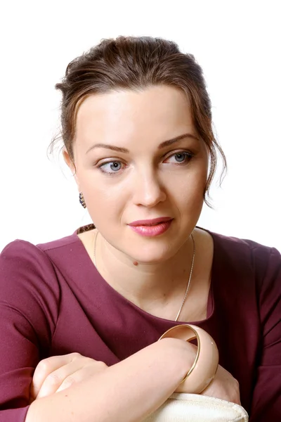 Portrait of a girl in a red dress — Stock Photo, Image