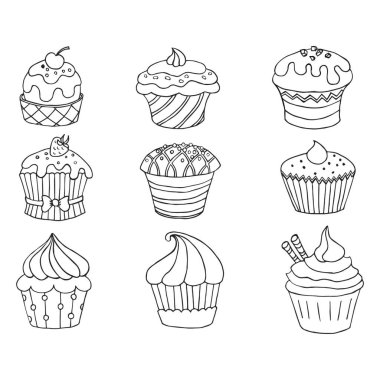 Bir takım siyah beyaz karalama kekleri.