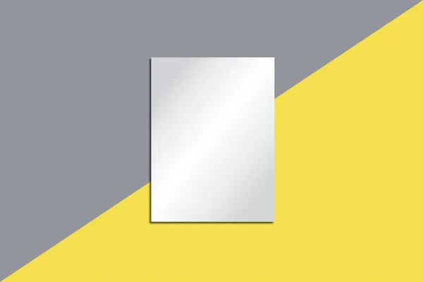 Білий Плакат Стіні Розділений Діагоналі Жовтим Сірим Освітлення Остаточний Сірий — стокове фото