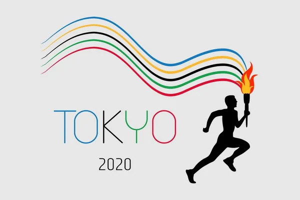 Vector Illustratie Van 2021 Olympische Zomerspelen Tokio Een Rennende Atleet — Stockvector