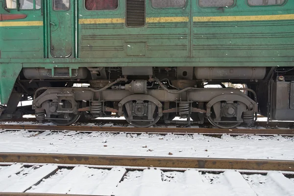 Ruedas de un vagón de ferrocarril — Foto de Stock